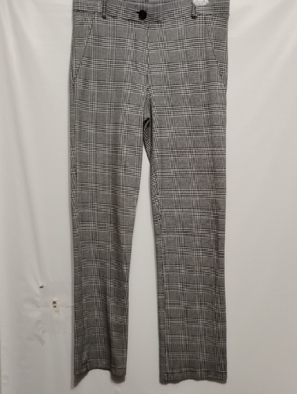 Betabrand Gray Plaid Flat Front Slim‎ Dress Pants
